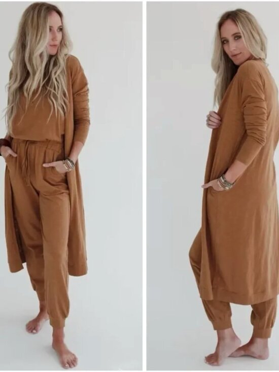 Three Bird Nest Sweaters - Three Bird Nest NWT Long Cotton Open Cardigan Duster Neutral Camel Tan XL